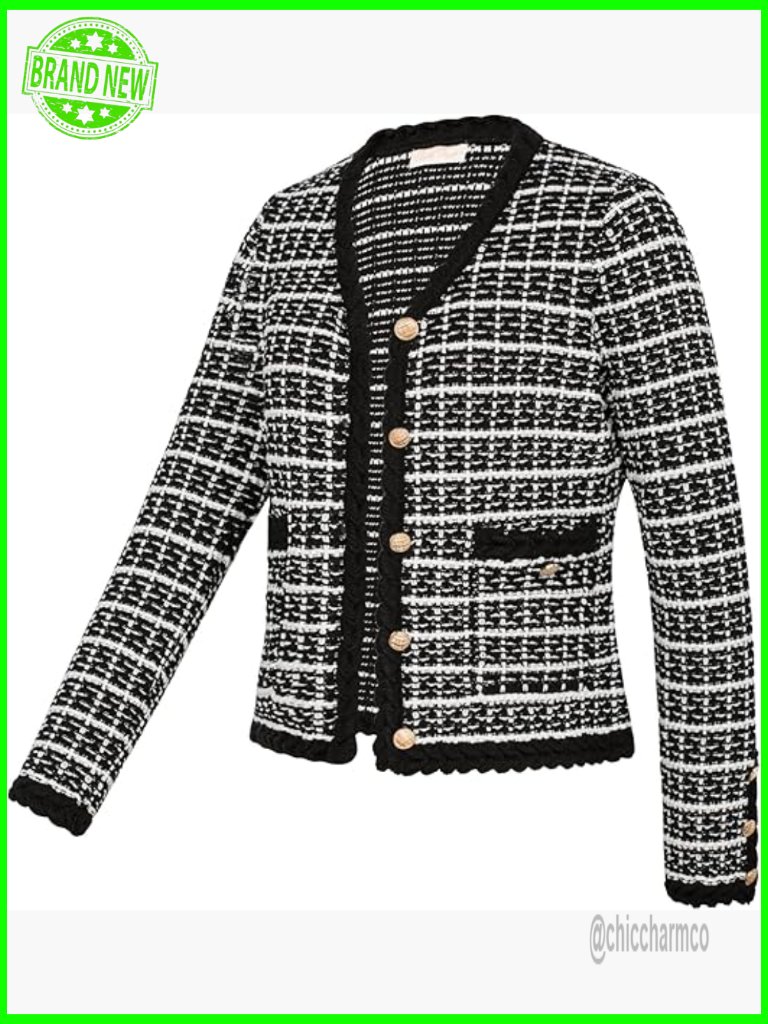 V Neck Cardigan Sweater Blazer With Pockets Button Down Knit